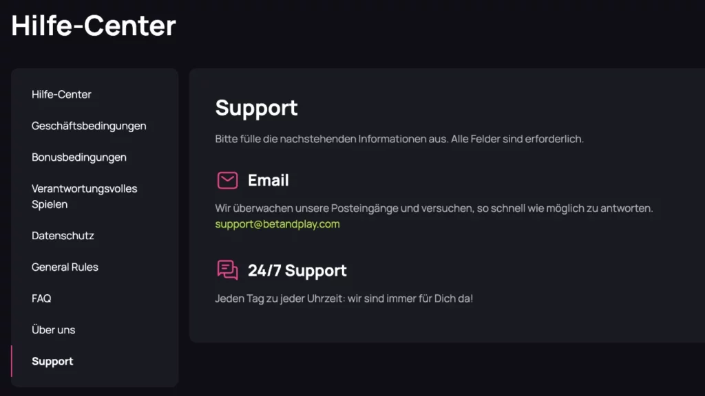 BetandPlay Support