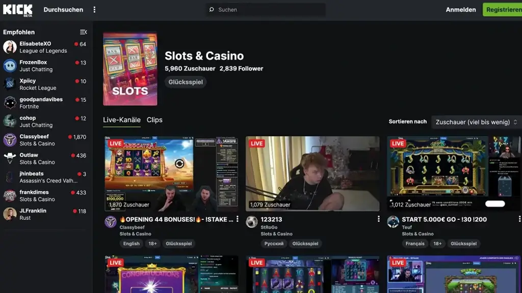 Kick.com Streaming Plattform